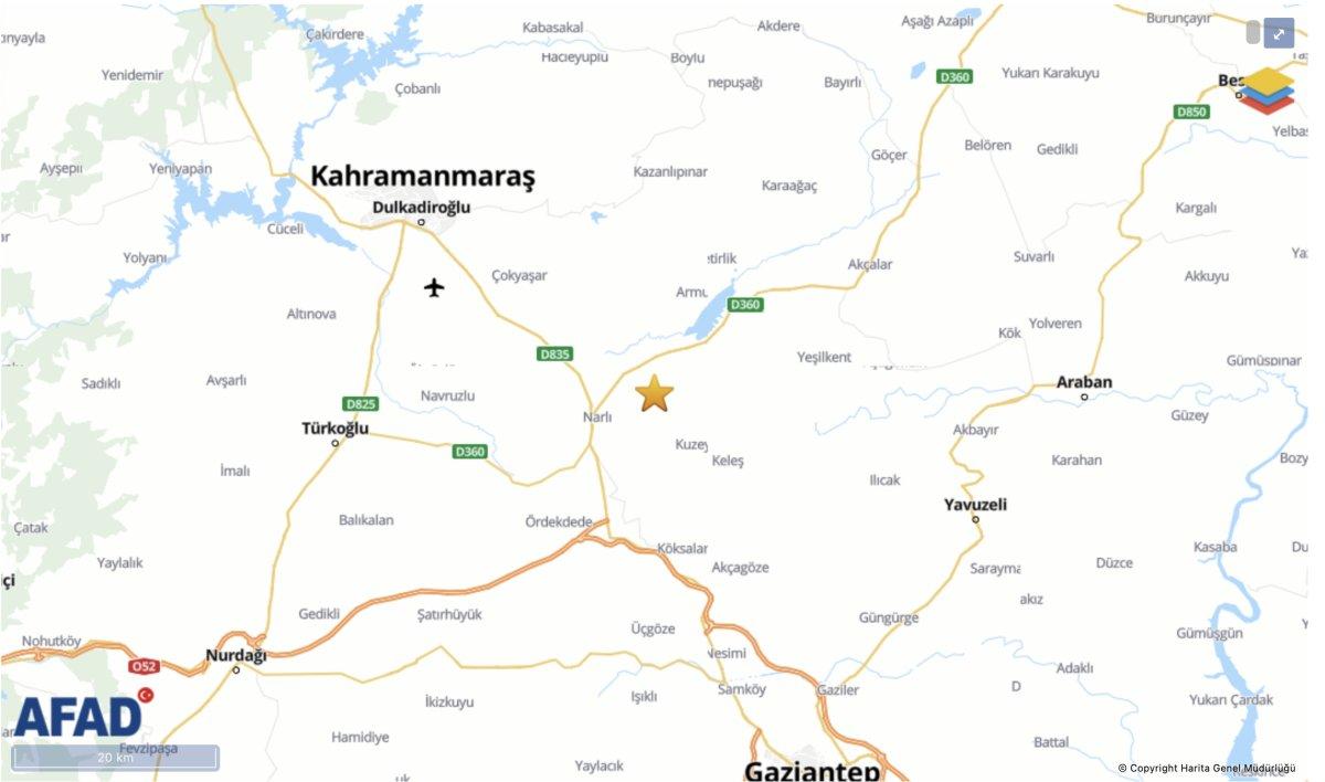 Kahramanmaraş'ta 4.3 büyüklüğünde deprem