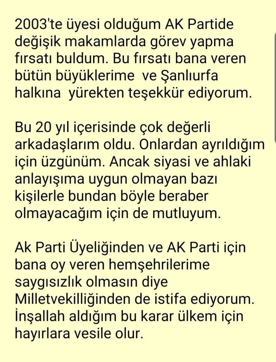 Ahmet Eşref Fakıbaba, AK Parti ve milletvekilliğinden istifa etti