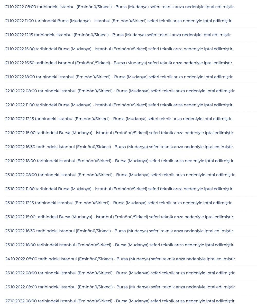 BUDO'nun bazı seferleri, 7 gün boyunca iptal edildi