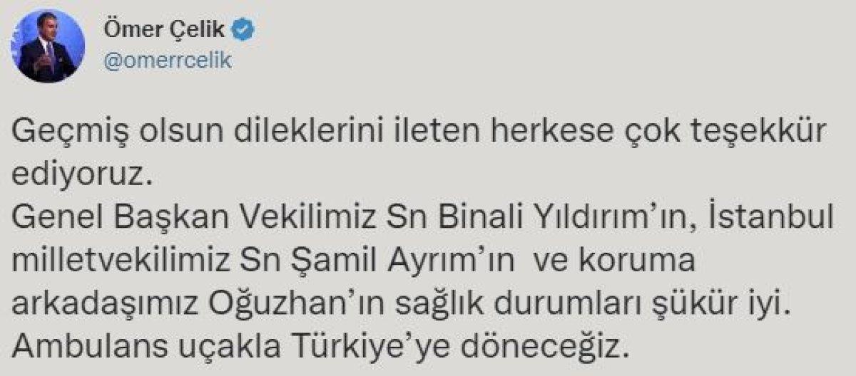Ömer Çelik, Binali Yıldırım'ın sağlık durumuyla ilgili açıklama yaptı