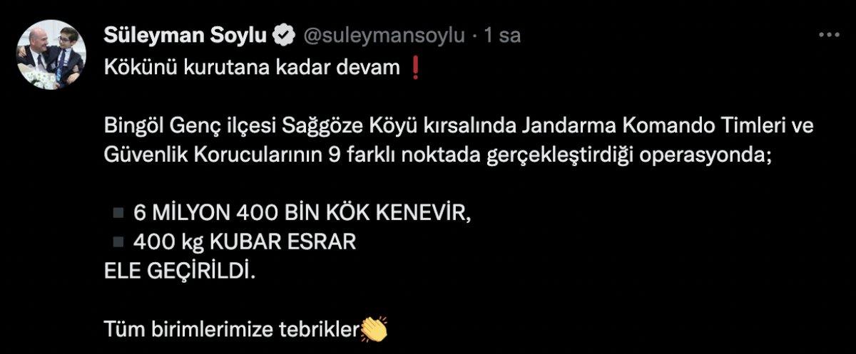 Bingöl'de 6 milyon 400 bin kök Hint keneviri ele geçirildi