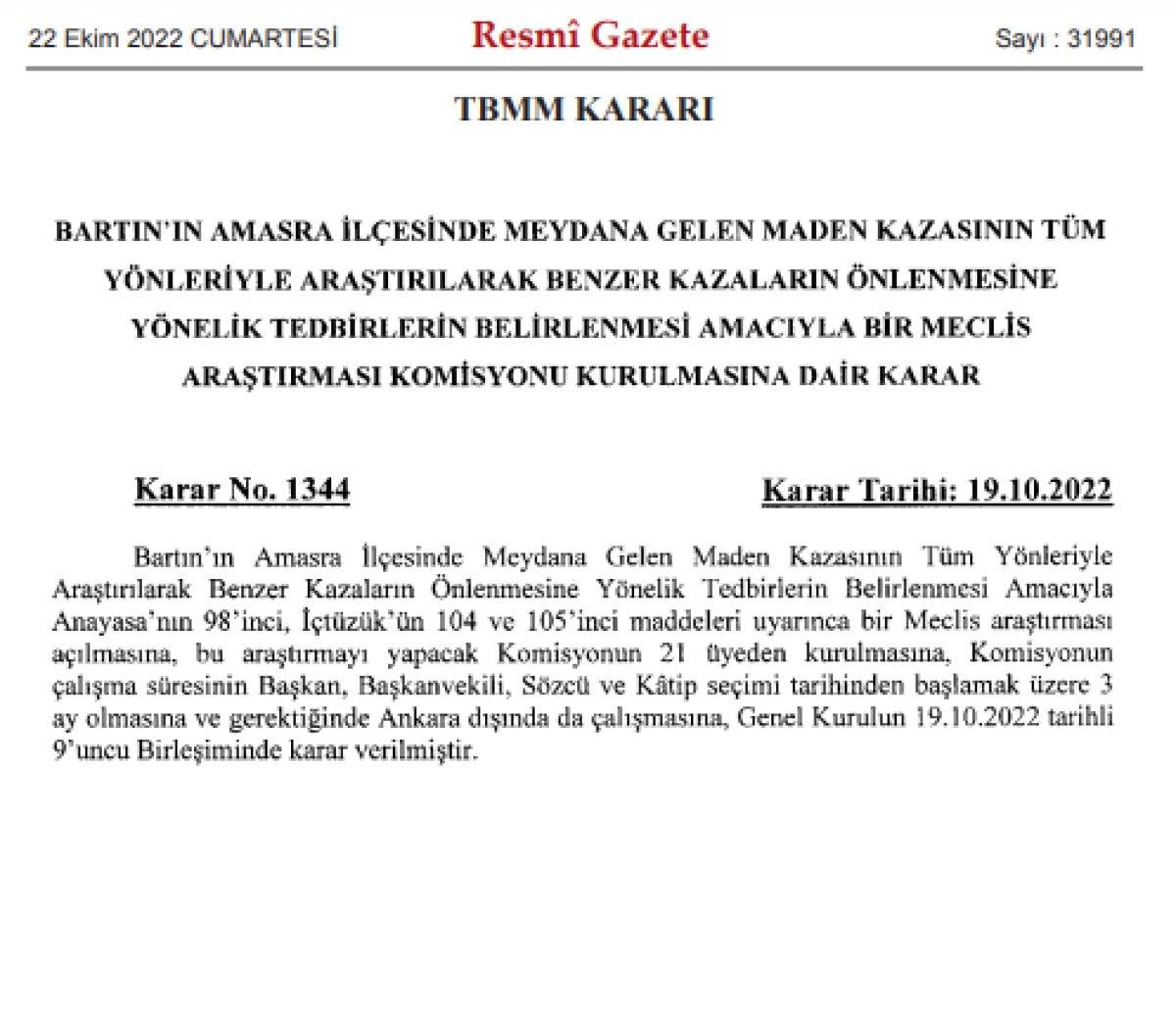 Bartın’daki maden kazasına ilişkin araştırma komisyonu kurulacak