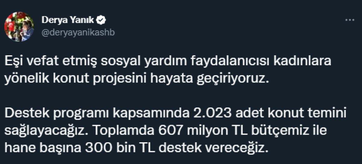 Aile ve Sosyal Hizmetler Bakanlığı'ndan, eşi vefat eden kadınlara konut desteği