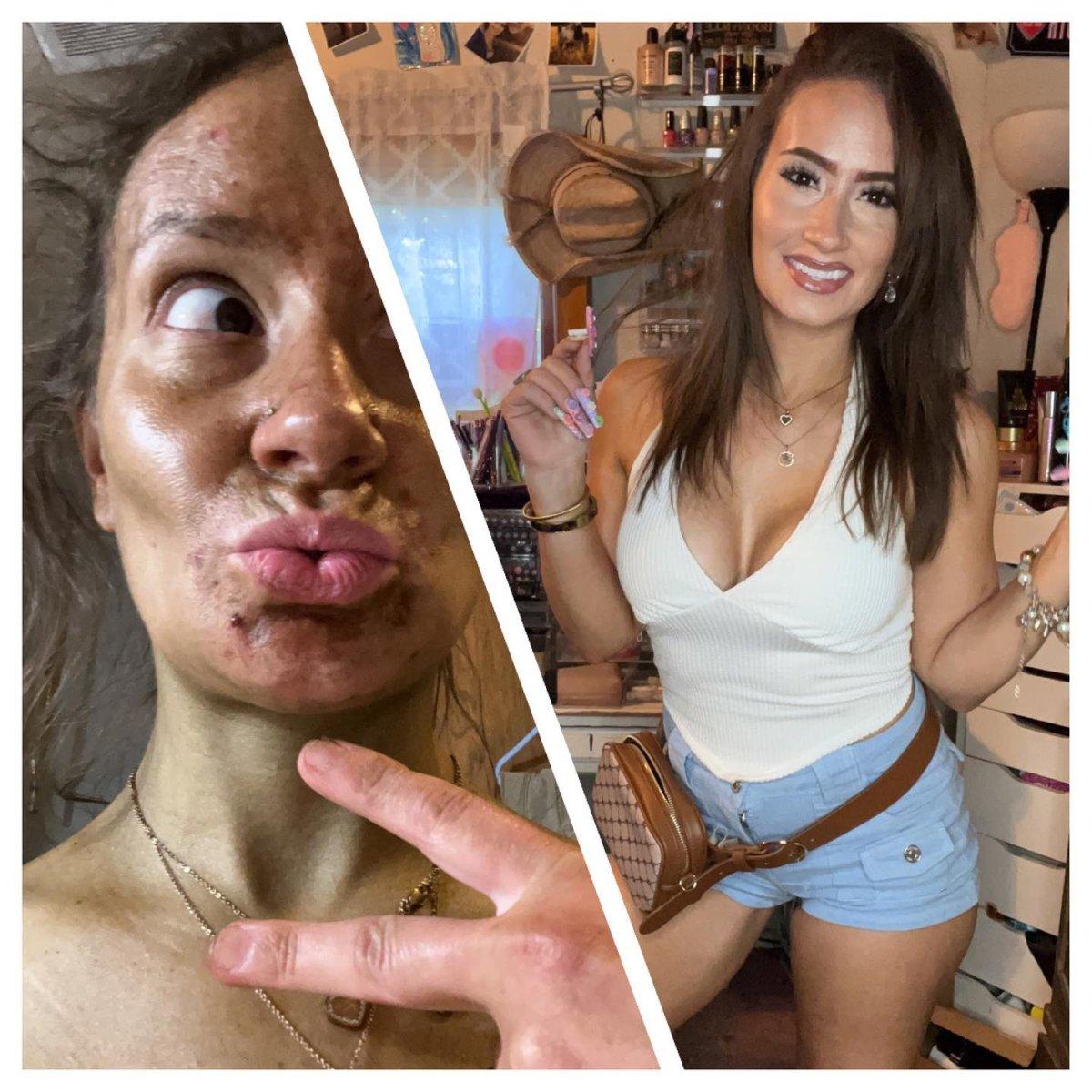 Makyajla kendisini adeta yeniden tasarlayan kadın