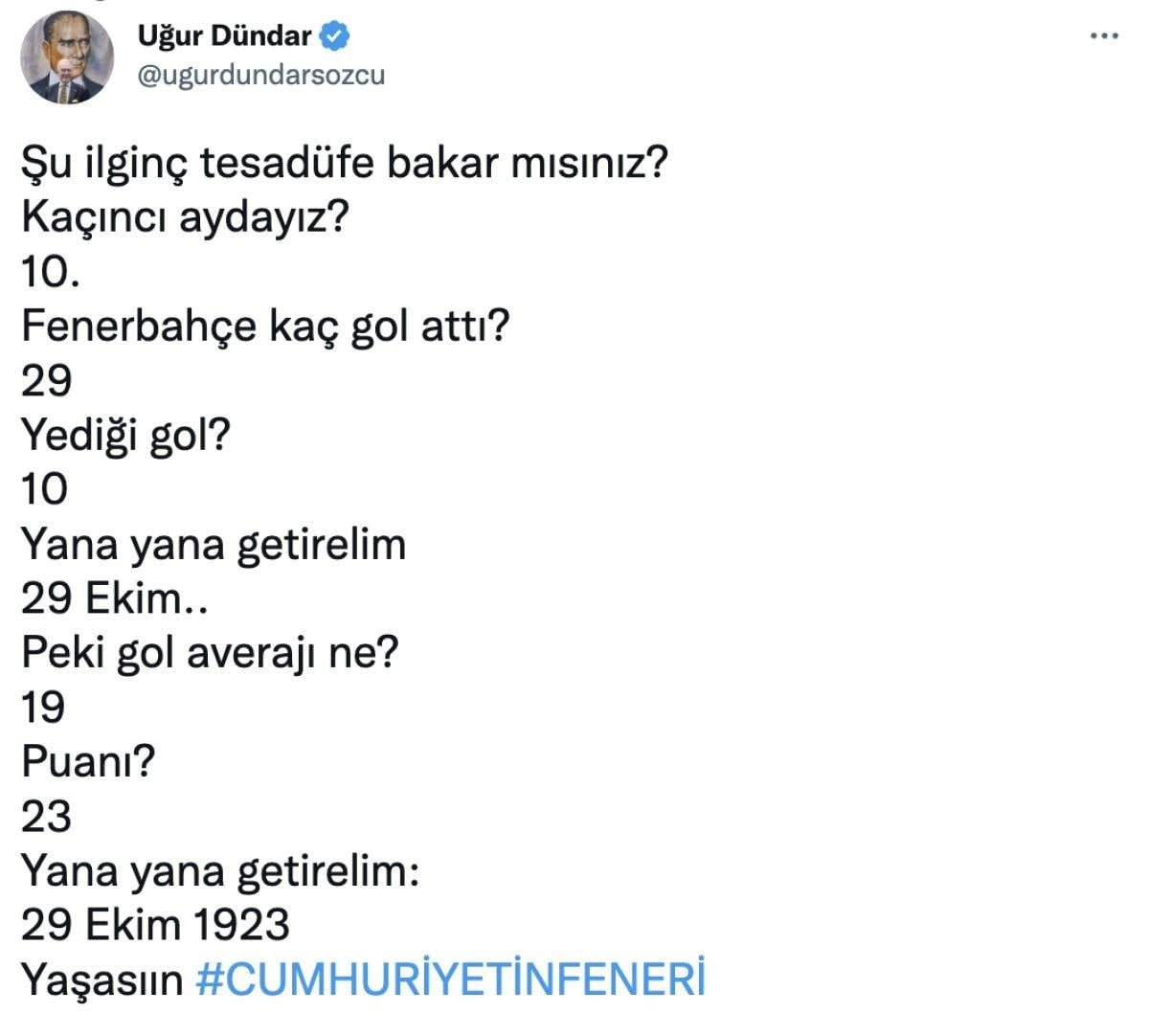 Uğur Dündar'ın garip Cumhuriyet Bayramı hesabı