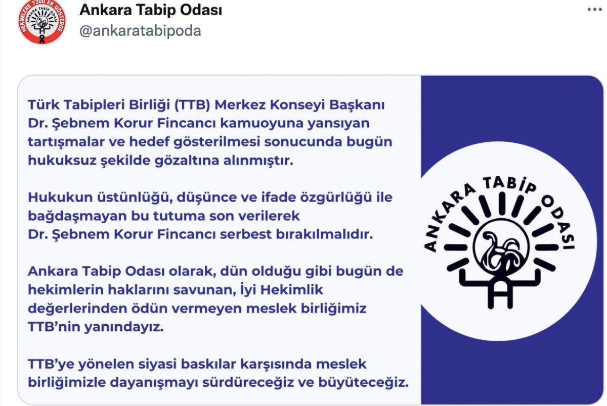 Tabip Odaları'ndan Şebnem Fincancı'ya destek açıklamaları