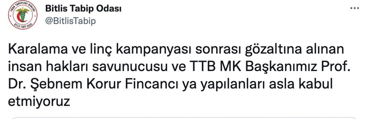 Tabip Odaları'ndan Şebnem Fincancı'ya destek açıklamaları