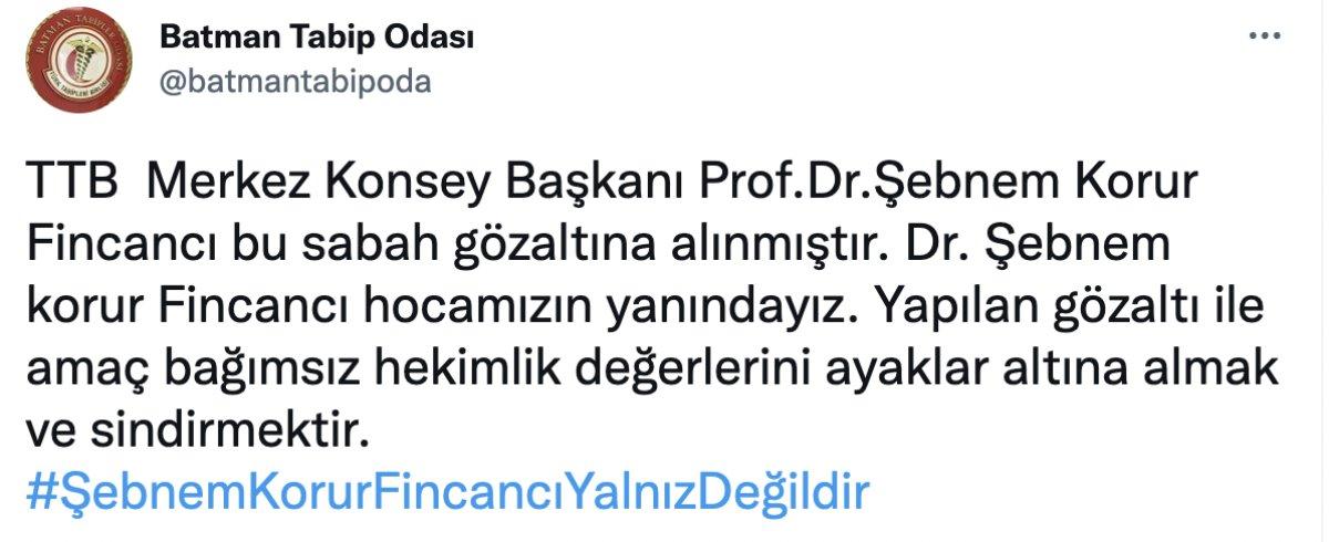 Tabip Odaları'ndan Şebnem Fincancı'ya destek açıklamaları