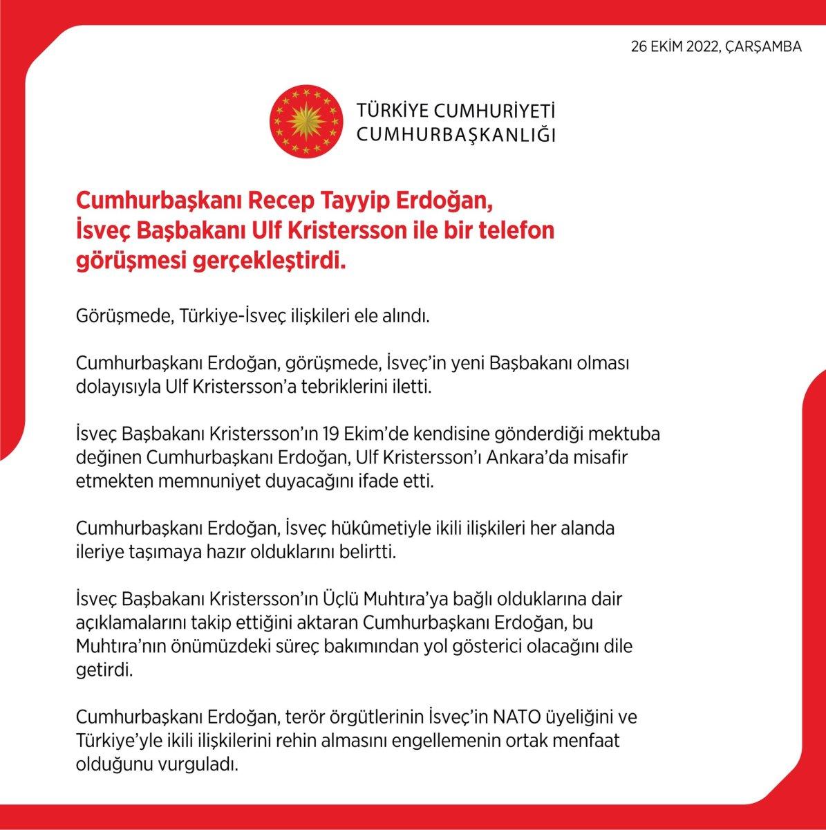 Cumhurbaşkanı Erdoğan, İsveç Başbakanı ile görüştü