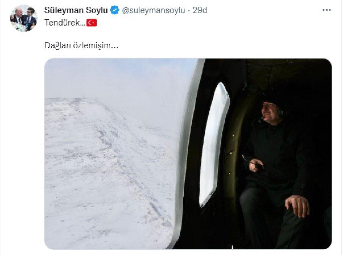 Süleyman Soylu, Tendürek’ten paylaştı
