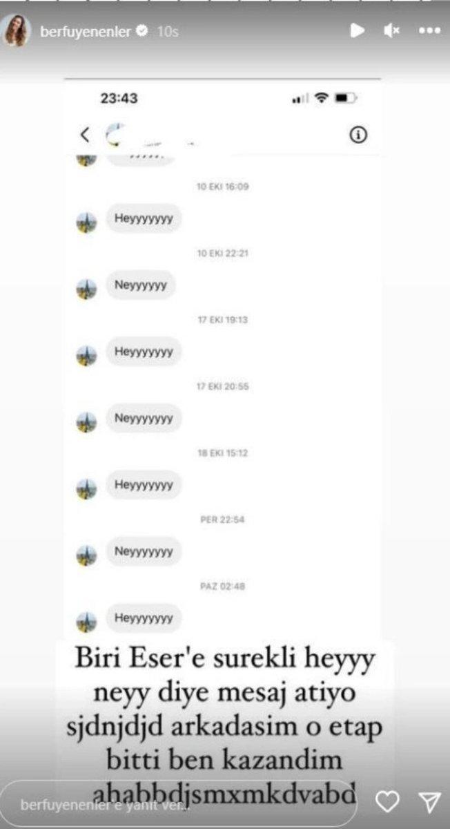 Berfu Yenenler, Eser Yenenler'e gelen mesajı paylaştı