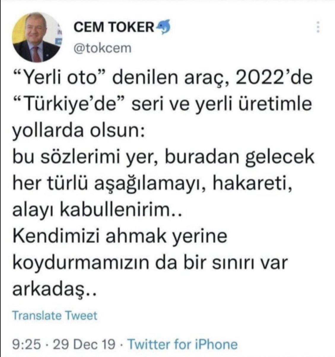 Cem Toker'in 'yerli oto' tweet'leri gündem oldu