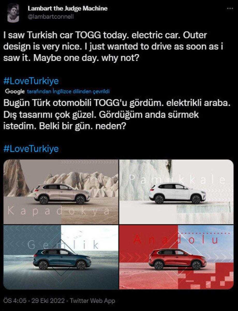Togg Twitter'da ABD ve Brezilya gündemine girdi