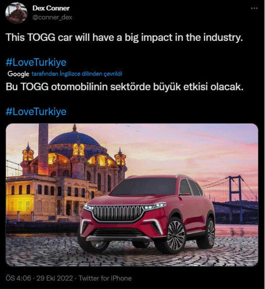 Togg Twitter'da ABD ve Brezilya gündemine girdi