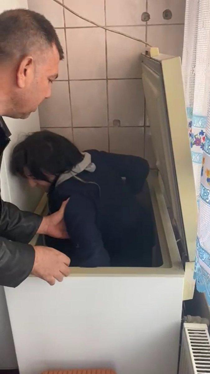 Kayseri'de 3 yıl hapisle aranan kadın dondurucudan çıktı