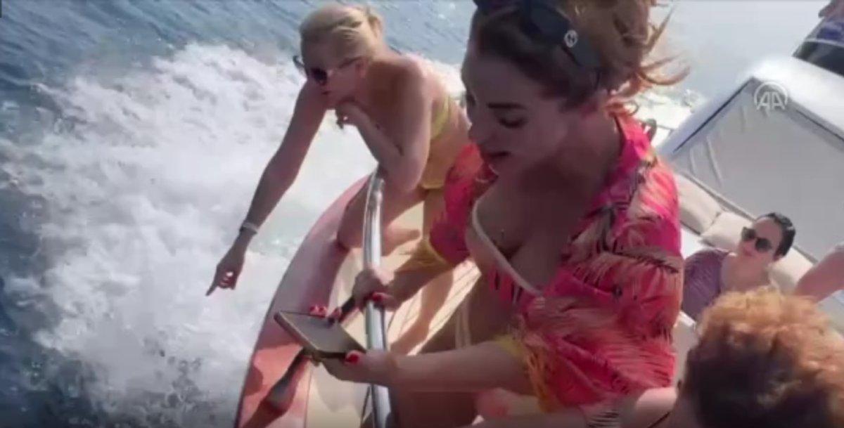 Alanya Kalesi açıklarında yunuslardan gösteri