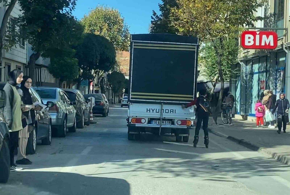 Bursa'da patenle tehlikeli yolculuk