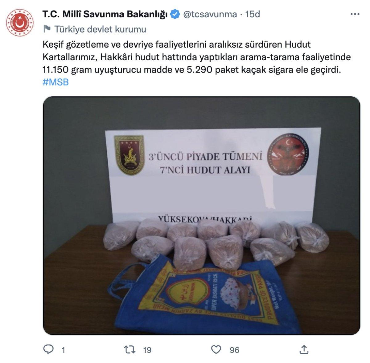 Hudut hattında 11 kilo 150 gram uyuşturucu yakalandı