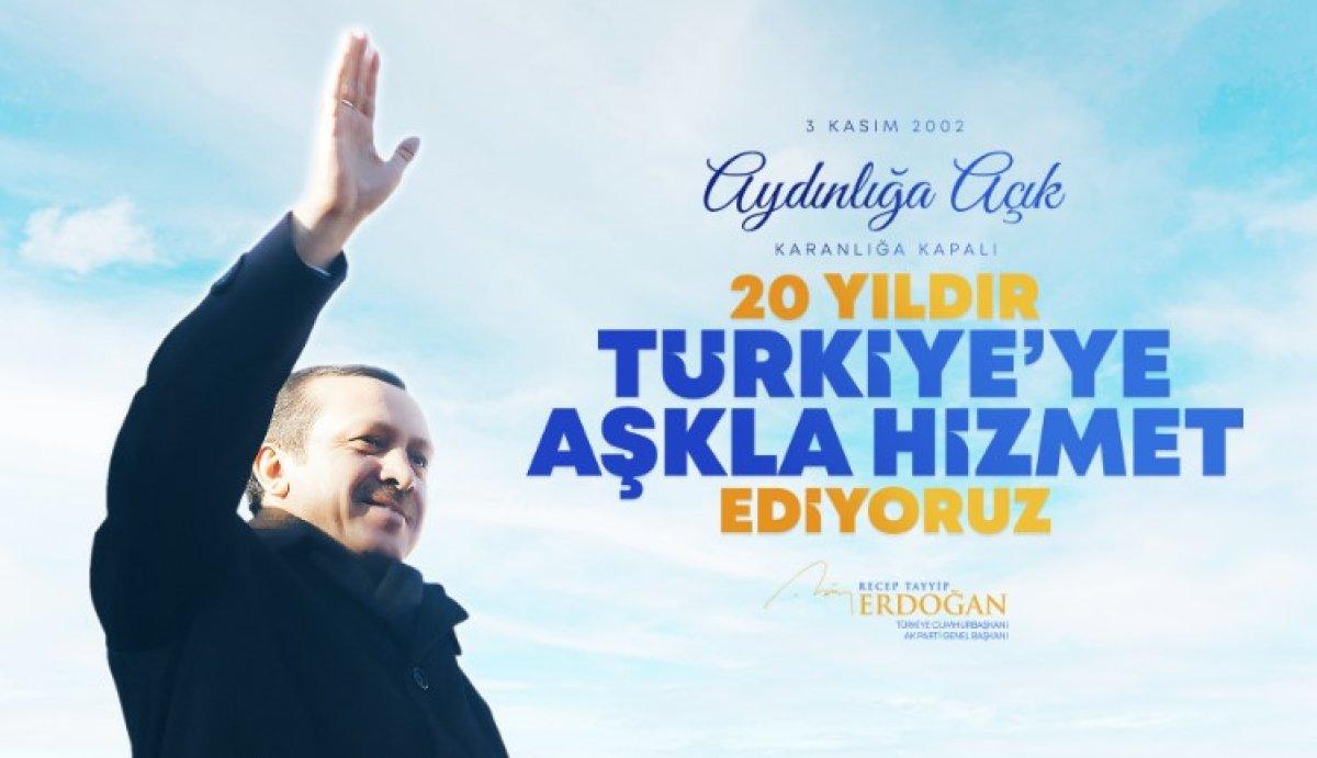 Cumhurbaşkanı Erdoğan'dan 20.yıl mesajı