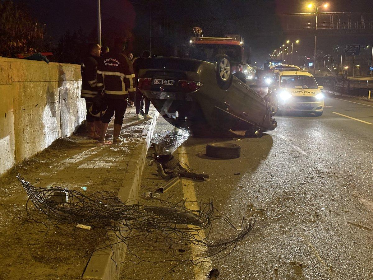 Kastamonu'da taklalar atan araçta, burnu bile kanamadı