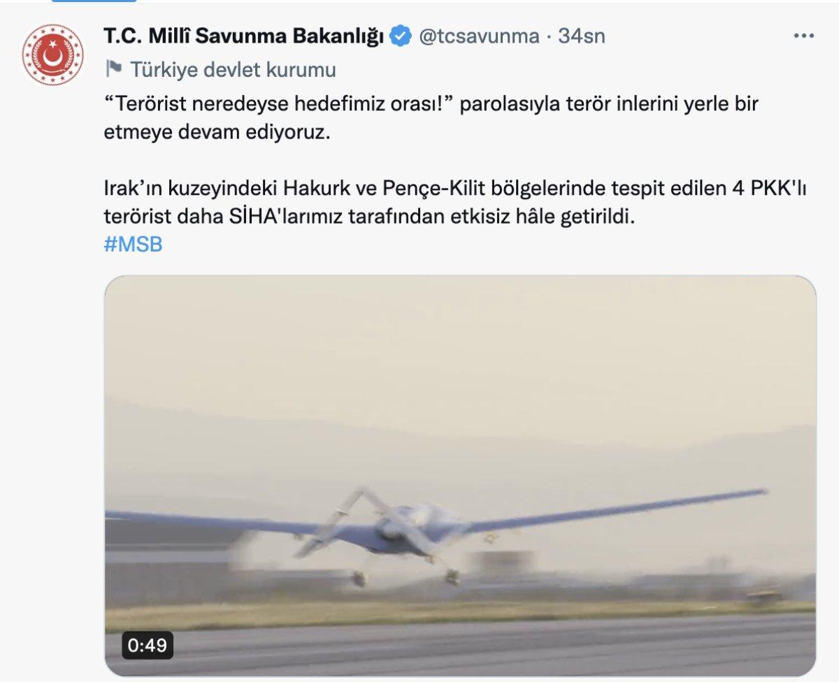 Pençe-Kilit bölgelerinde  4 PKK'lı terörist etkisiz hale getirildi