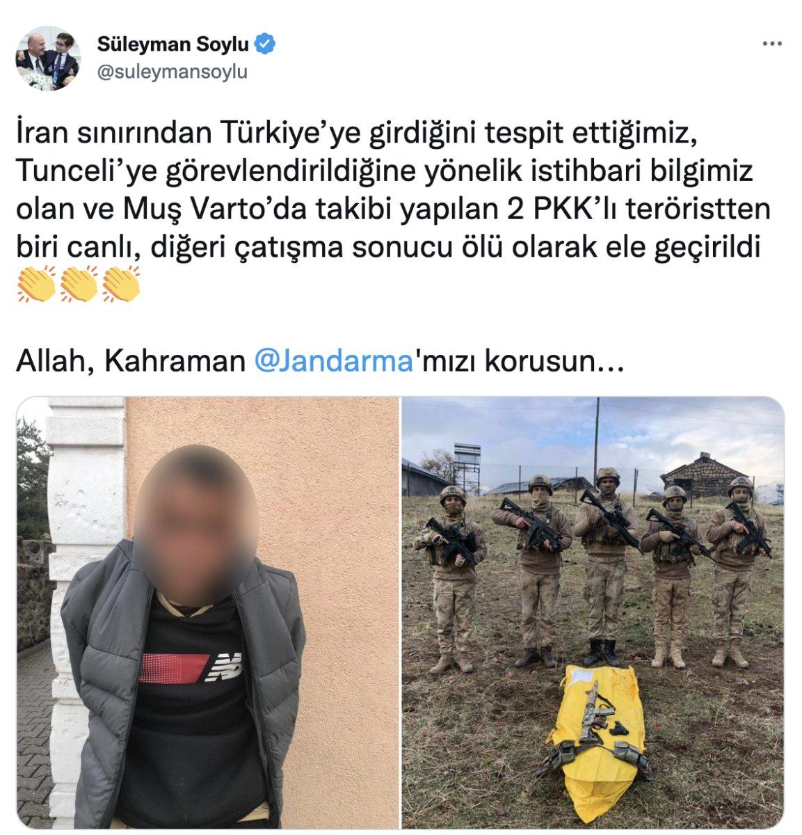 Süleyman Soylu: 2 teröristten biri ölü ele geçirildi