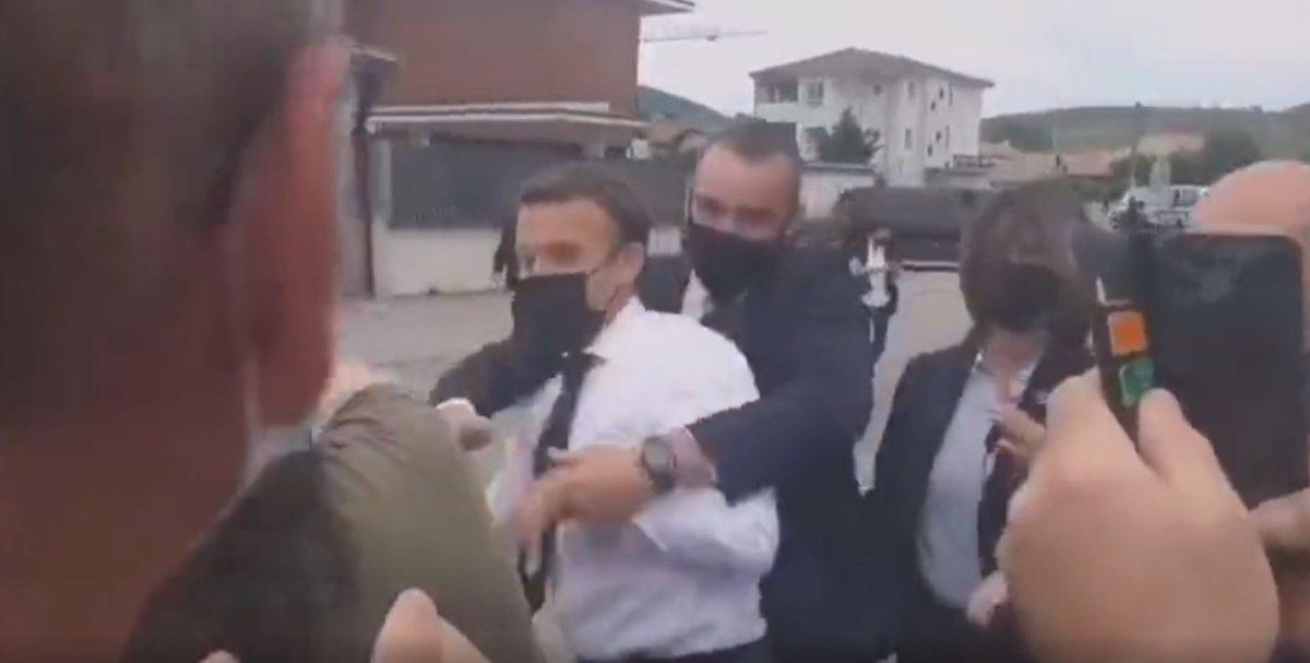 Emmanuel Macron'a atılan tokadın farklı açıdan görüntüsü ortaya çıktı