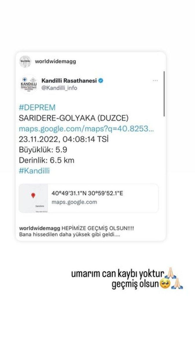 Ünlülerden Düzce depremi paylaşımı