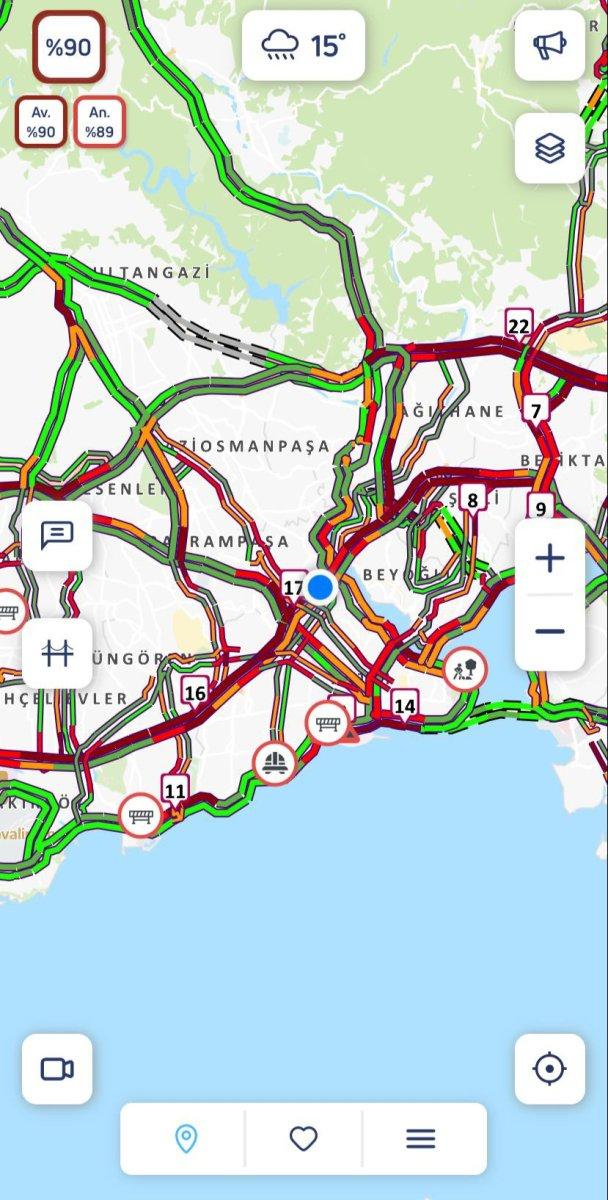 İstanbul’da trafik yoğunluğu yüzde 90'a ulaştı