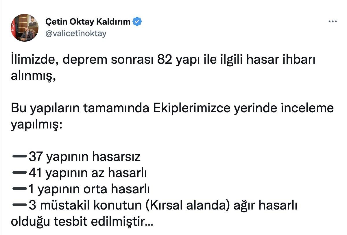 Sakarya'da depremde 45 yapıda hasar tespit edildi
