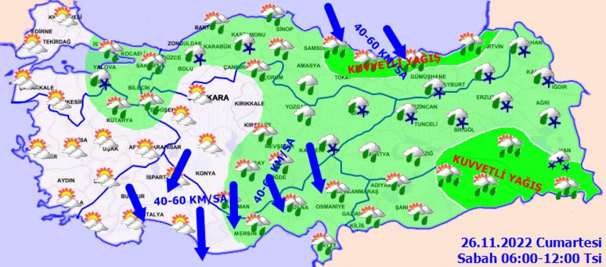 Meteoroloji 25 il için sarı kodlu uyarıda bulundu