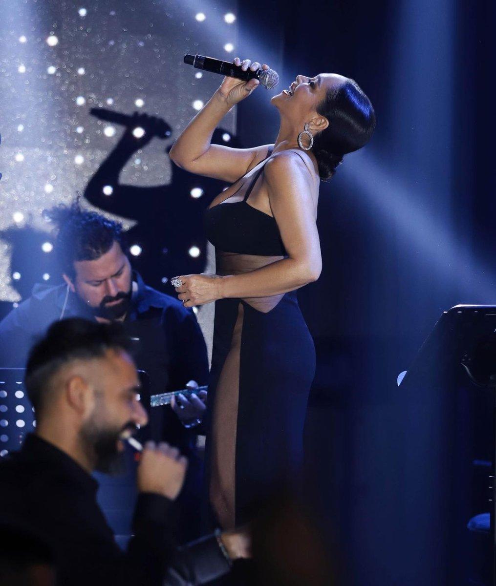 Hülya Avşar, yine derin yırtmaçlı elbise giydi