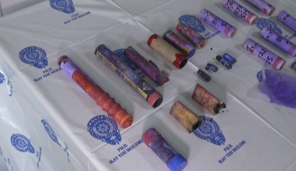 Olaylı maçta ele geçirilen fişek ve maytaplar sergilendi