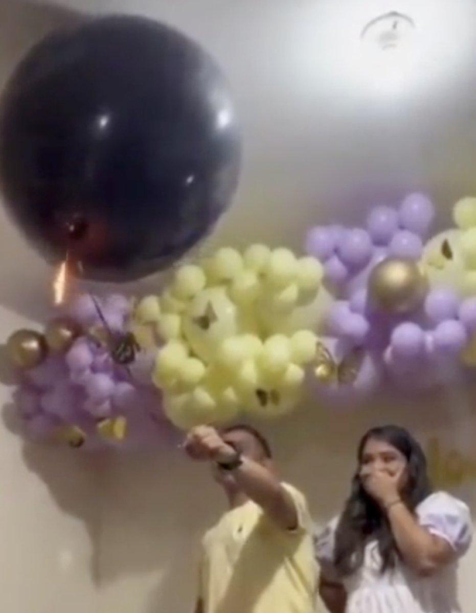 Cinsiyet partisinde balon ateş aldı 