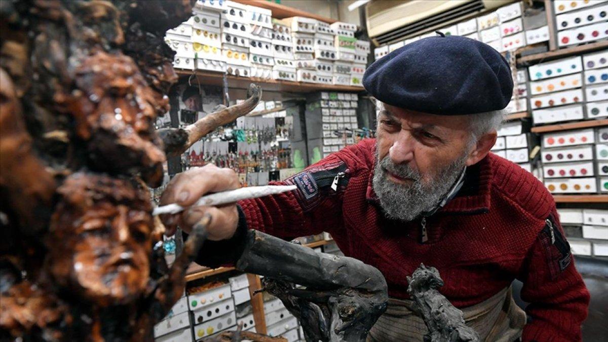 Lübnanlı heykeltıraş, ilerleyen yaşında sanatını alçıyla devam ettiriyor