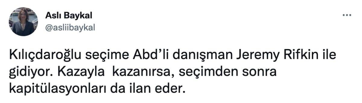 Aslı Baykal'dan Kılıçdaroğlu'na ABD'li danışman tepkisi