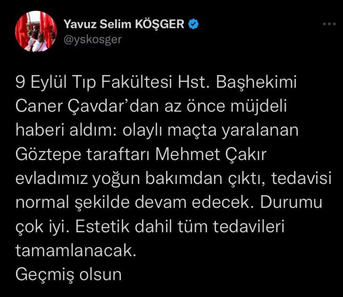 İzmir'de trübünde yaralanan taraftar yoğun bakımdan çıktı