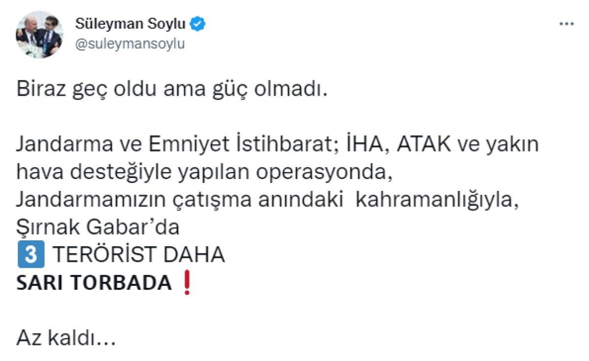 Şırnak'ta üç terörist öldürüldü 