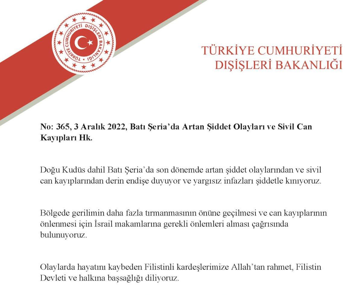 İsrail askerleri bir Filistinliye ateş açtı: Dışişleri İsrail'i kınadı