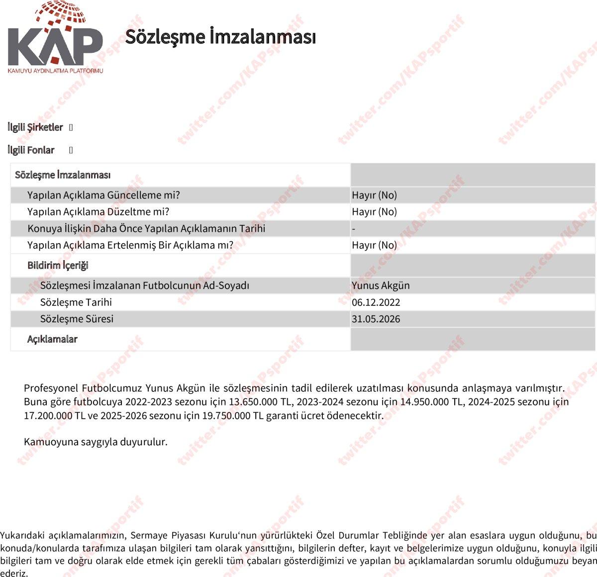 Yunus Akgün yeni sözleşmeyi imzaladı