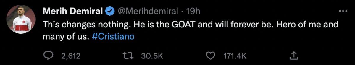 Hakan Çalhanoğlu ve Merih Demiral'dan Cristiano Ronaldo mesajı