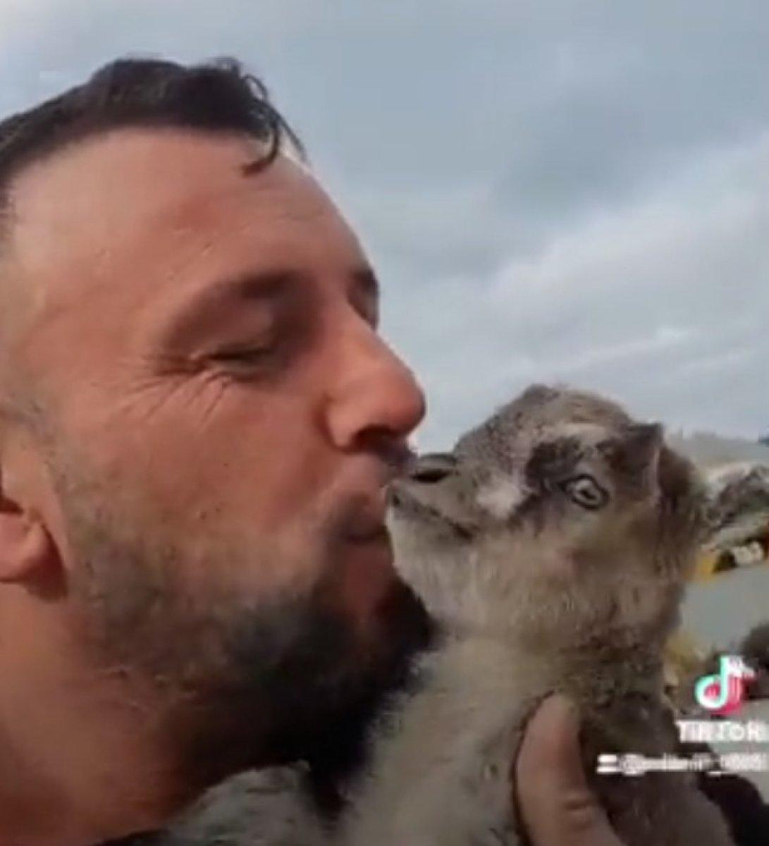 Karadenizli vatandaşın yavru keçiye sevgisi 