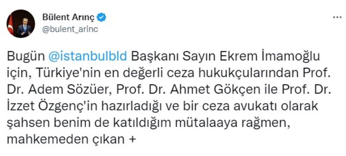 Bülent Arınç İmamoğlu kararını yorumladı