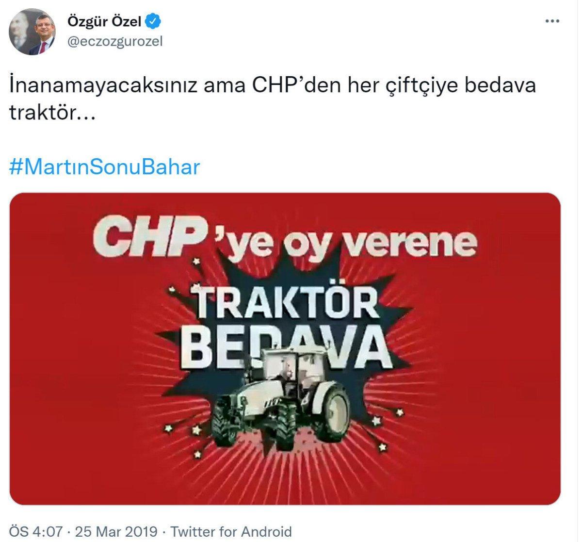 Hamza Dağ'dan CHP'nin bedava traktör vaadiyle ilgili paylaşım
