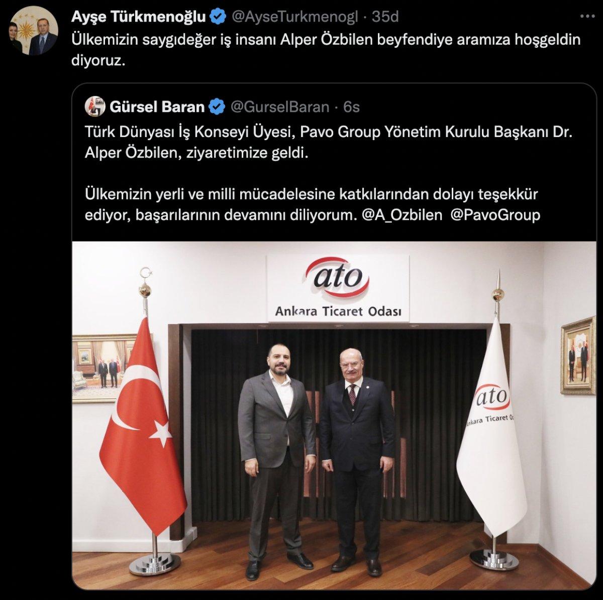 Alper Özbilen'den ATO Başkanı Gürsel Baran'a ziyaret