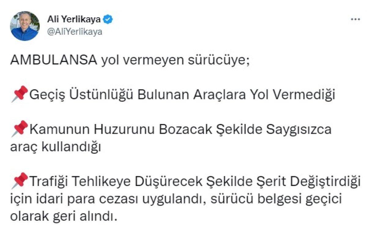 Maltepe'de ambulansa yol vermeyen sürücü yakalandı