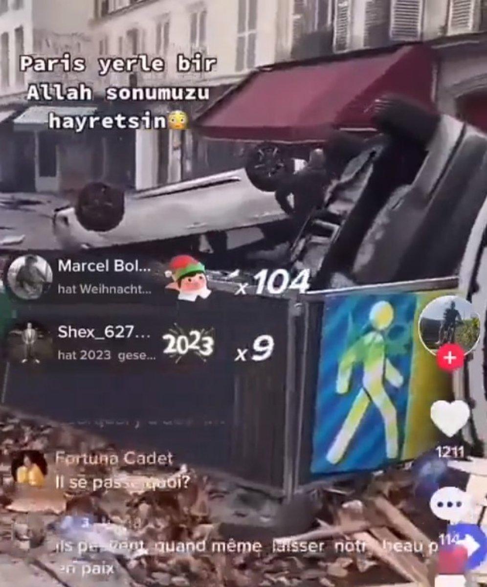 Paris'te bölücü örgüt sempatizanları kendi araçlarını parçaladı