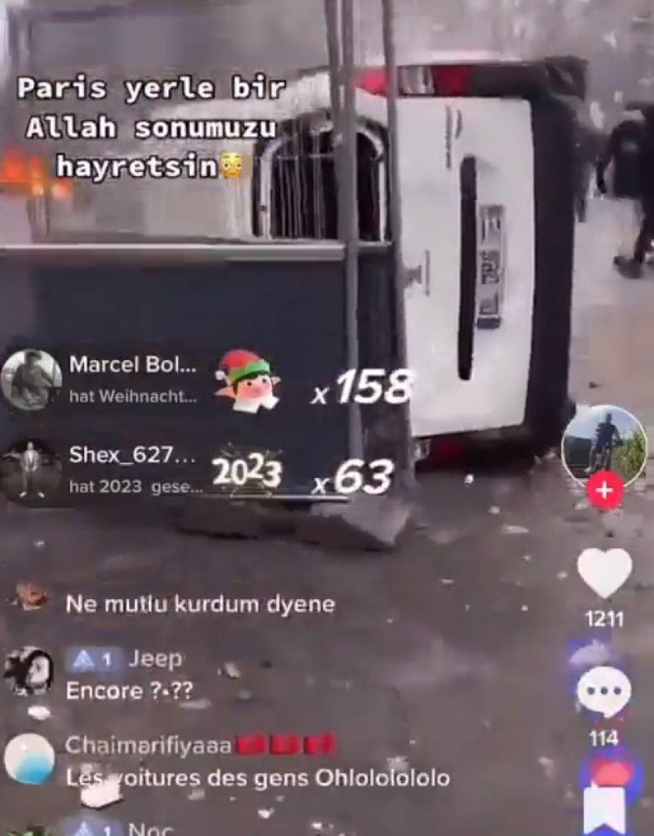 Paris'te bölücü örgüt sempatizanları kendi araçlarını parçaladı