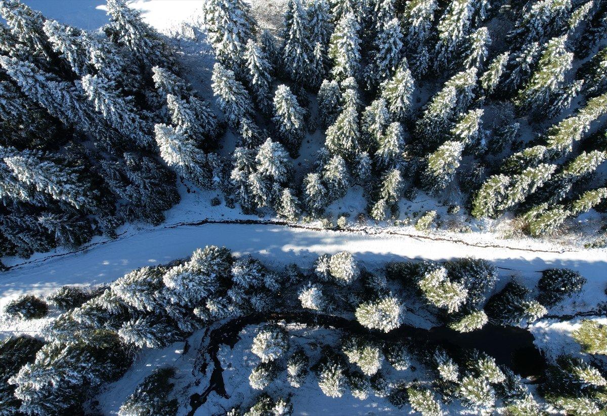 Kastamonu'da karla kaplanan Yaralıgöz Dağı kamerada