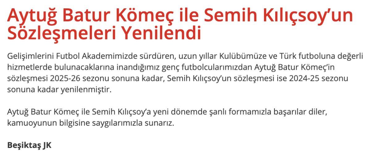 Beşiktaş, iki genç oyuncusu ile sözleşme yeniledi